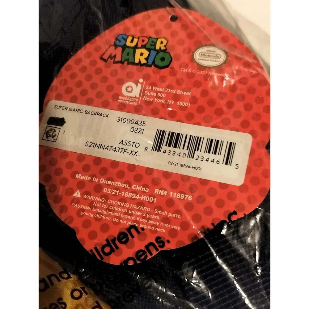 Nintendo Super Mario 17 Inch Backpack Padded Laptop Sleeve Reflective Face NEW